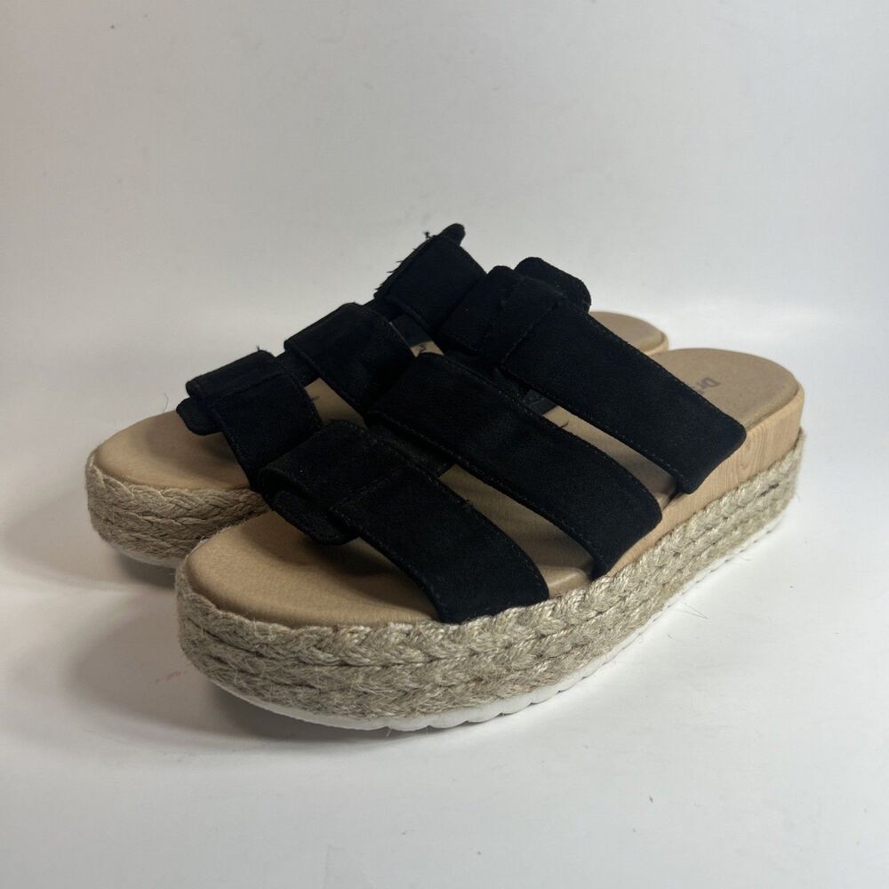 Dr Scholls Women’s Sandals Size 6 Black Electric Espadrille Wedge Slide Suede - Picture 6 of 12
